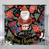 Lofaris Poinsettia Santa Claus Merry Christmas Backdrop